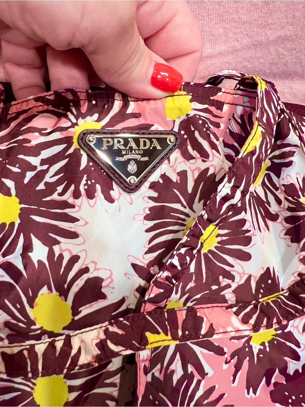 Prada⭐️Auth! Floral Shoulder Bag in Pink, Brown & Yellow! New!⭐️CARD! Offers?!!